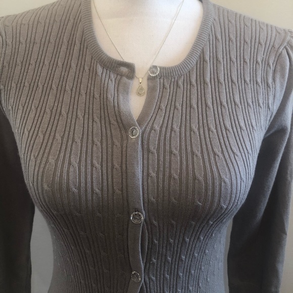 Rampage Grey Shrug Sweater Button Up - Picture 4 of 6